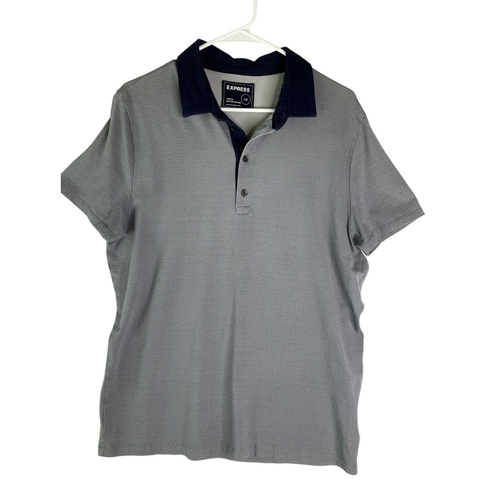 Mens Express Stretch Moisture Wicking Blue Polo Shirt Performance Office Golf M‎